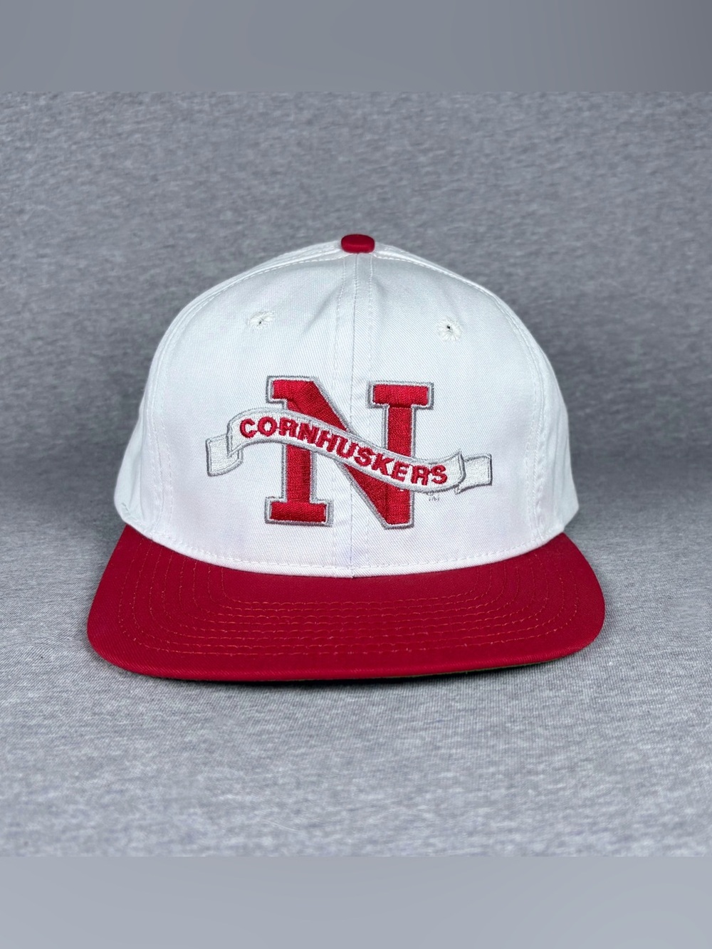 Vintage Nebraska Cornhuskers Snapback Hat Cap Red White USA Made Football